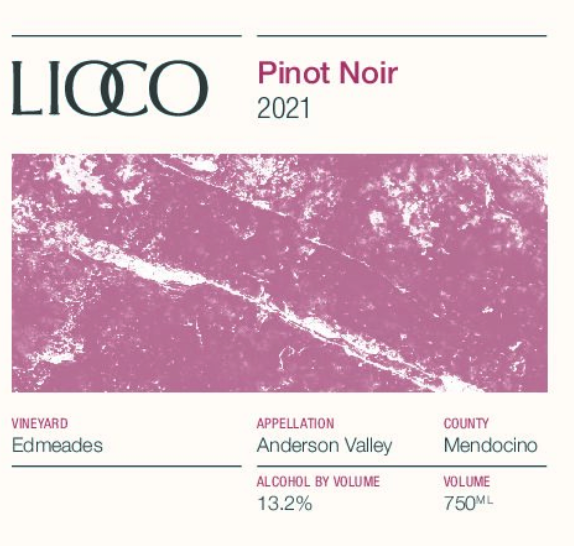 Lioco Wines Pinot Noir Edmeades Vineyard Anderson Valley
